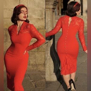 Elegant Red Lace Dress